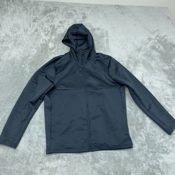 Spyder Active Mens Hooded Full-Zip Jacket L Black With Logo Polyester a0986 - Picture 1 of 7